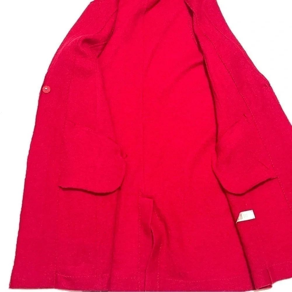 Chico's Woman Red 100% WOOL Cardigan Coat Jacket Size 2 US L/12